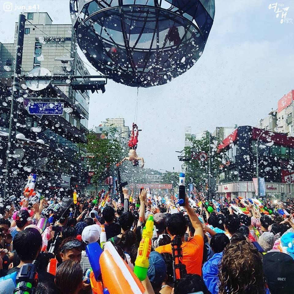 sinchon water gun festival wet body show water gun fight